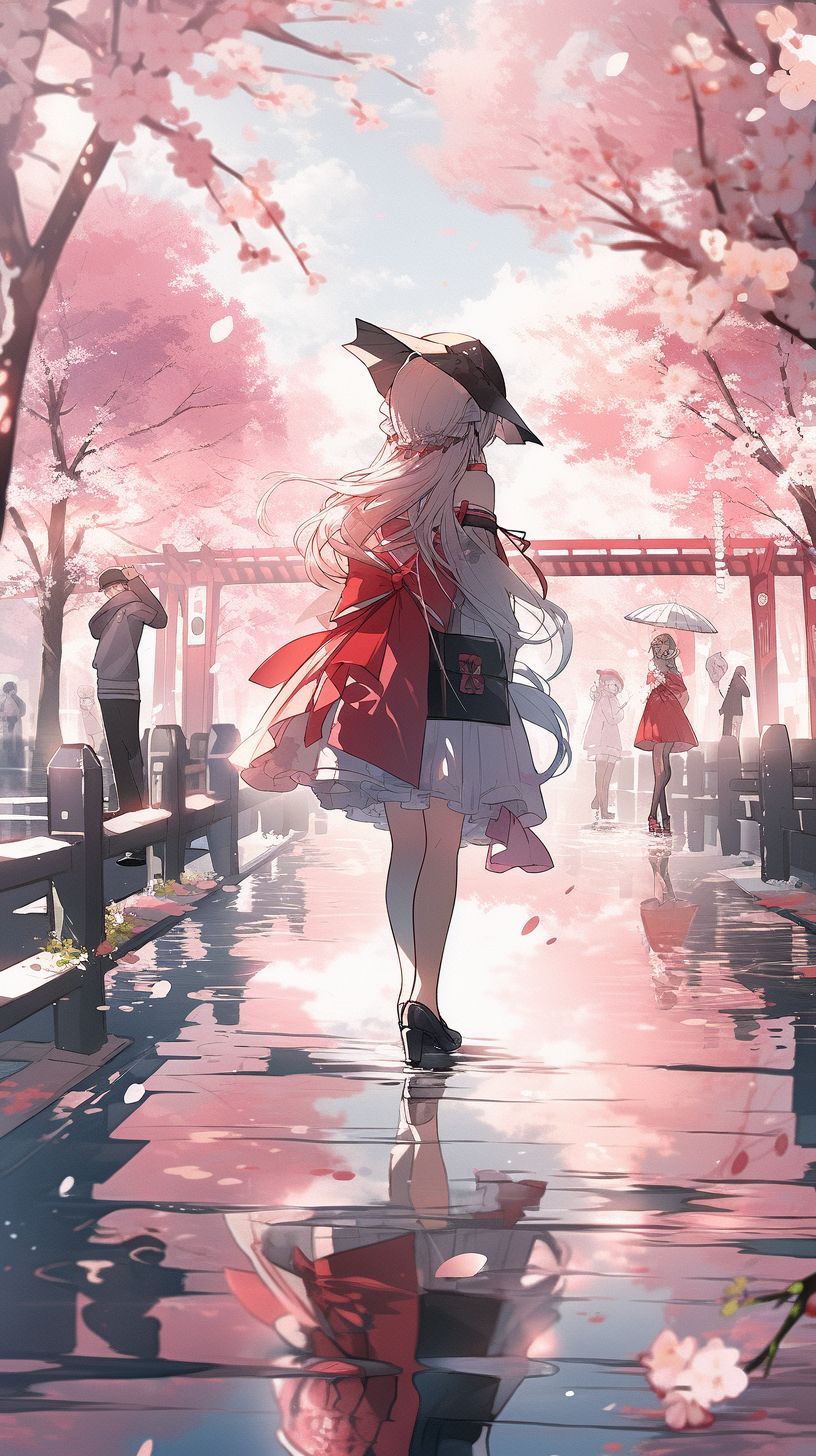 NC MKT manga and anime asian girl walking amidst pink cherry bl 2bd4189e 3048 46e8 8e52 2ad6071e2dd2